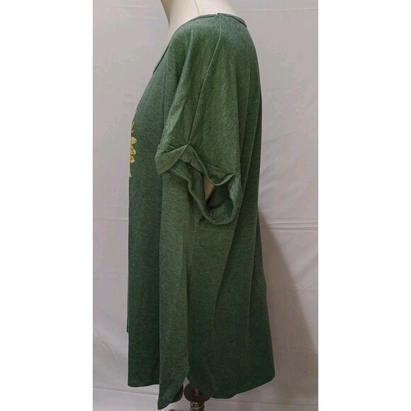 Truself women's 2X green sunflower graphic short sleeve casual T-Shirt - Picture 2 of 10